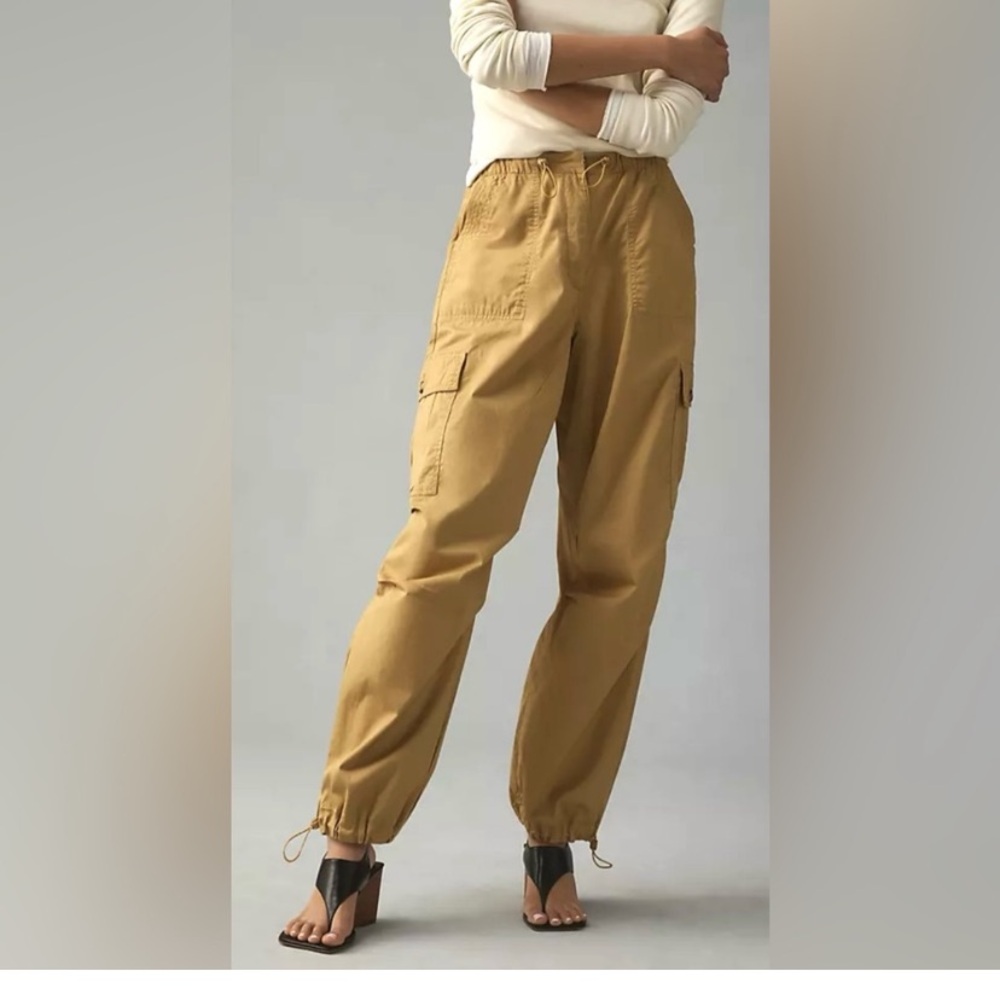 Sincerely Jules Zara Cotton Cargo Parachute Pants Salted Caramel NWT M Mustard